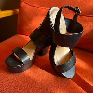 Soda Black Platform Sandals